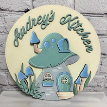 Load image into Gallery viewer, Welcome Forest Dwellers Mushroom Door Hanger File SVG, Gnome Fairy Glowforge, LuckyHeartDesignsCo