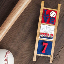 Load image into Gallery viewer, MINI Sports Interchangeable Leaning Sign File SVG, Tiered Tray Football, Baseball, Soccer, Cheer, Volleyball, Glowforge, LuckyHeartDesignsCo