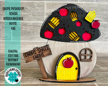 Load image into Gallery viewer, Gnome Mushroom School Interchangeable House File SVG, (add on) Tiered Tray, Glowforge, LuckyHeartDesignsCo