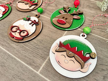 Load image into Gallery viewer, Christmas Squad Ornament File SVG, Santa Rudolph Glowforge, LuckyHeartDesignsCo