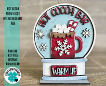 Load image into Gallery viewer, Hot Cocoa Snow Globe Interchangeable File SVG, Glowforge, Chocolate Mug, Tiered Tray LuckyHeartDesignsCo