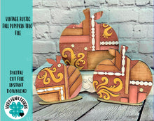 Load image into Gallery viewer, Vintage Rustic Fall Pumpkin Trio File SVG, Fall Glowforge, LuckyHeartDesignsCo