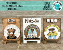 Load image into Gallery viewer, Snow Globe Interchangeable Easel Holder File SVG, Glowforge, Sandwich board LuckyHeartDesignsCo