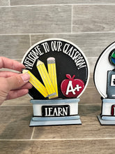 Load image into Gallery viewer, School Snow Globe Interchangeable File SVG, Glowforge Teacher Gift, Classroom, Tiered Tray LuckyHeartDesignsCo