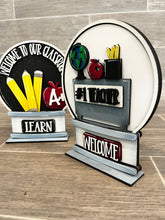 Load image into Gallery viewer, School Snow Globe Interchangeable File SVG, Glowforge Teacher Gift, Classroom, Tiered Tray LuckyHeartDesignsCo