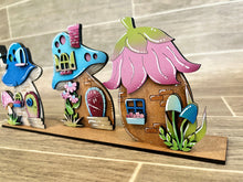 Load image into Gallery viewer, Standing Mushroom Houses Set Gnome File SVG, Fall Glowforge, Fairy Village, LuckyHeartDesignsCo