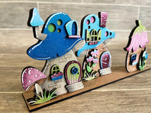 Load image into Gallery viewer, Standing Mushroom Houses Set Gnome File SVG, Fall Glowforge, Fairy Village, LuckyHeartDesignsCo