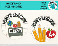 Load image into Gallery viewer, School Teacher Door Hanger File SVG, Reading Glowforge, Classroom Sign, LuckyHeartDesignsCo