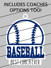 Load image into Gallery viewer, Sports Ball Christmas Ornament Tag File SVG, Glowforge, Car Charm, Bag Tag, Football,Cheer, Soccer, Hockey, Baseball, LuckyHeartDesignsCo