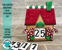 Load image into Gallery viewer, Mini Christmas Gingerbread House Countdown Interchangeable Leaning Sign File SVG, Glowforge Holiday Decor, LuckyHeartDesignsCo