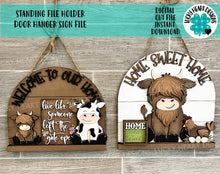 Load image into Gallery viewer, Standing File Holder Door Hanger Sign File SVG, Glowforge, LuckyHeartDesignsCo