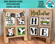 Load image into Gallery viewer, Large Sandwich Board Interchangeable Leaning Sign File SVG, easel sign, Glowforge, LuckyHeartDesignsCo