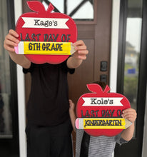 Load image into Gallery viewer, Back to School Apple Sign File, First Day of School, Glowforge, LuckyHeartDesignsCo