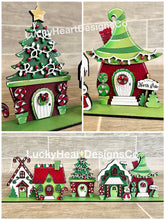 Load image into Gallery viewer, Whimsical Christmas Standing Houses File SVG, Glowforge, Santa's Village, LuckyHeartDesignsCO
