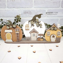 Load image into Gallery viewer, Pumpkin Standing Houses Fall File SVG, Fall Glowforge, Village, LuckyHeartDesignsCo