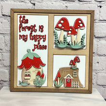 Load image into Gallery viewer, Mushroom Interchangeable Leaning Sign File SVG, Tiered Tray, Gnome, Spring, Garden, Fairy, Glowforge, LuckyHeartDesignsCo