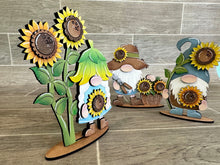 Load image into Gallery viewer, Sunflower Tiered Tray Gnome File SVG, Fall Summer Tiered Tray Holiday Decor, Glowforge, LuckyHeartDesignsCo
