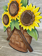 Load image into Gallery viewer, Sunflower Basket Standing File SVG, (NOT interchangeable) Flower, Floral, Summer, Fall Tiered Tray, Glowforge, LuckyHeartDesignsCo