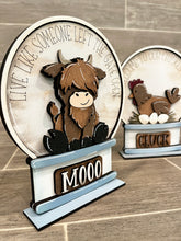 Load image into Gallery viewer, Highland Cow, Pig, Chicken, Farm Snow Globe Interchangeable File SVG, Glowforge Tiered Tray LuckyHeartDesignsCo