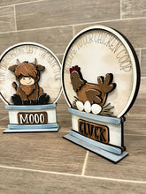 Load image into Gallery viewer, Highland Cow, Pig, Chicken, Farm Snow Globe Interchangeable File SVG, Glowforge Tiered Tray LuckyHeartDesignsCo
