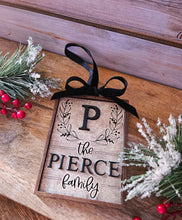 Load image into Gallery viewer, Framed Family Initial Christmas Ornament File SVG, Glowforge, Wedding Gift Tag, Keychain Tag , LuckyHeartDesignsCo