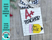 Load image into Gallery viewer, School Teacher Paper Christmas Ornament File SVG, Glowforge Teacher Gift, Classroom, Tiered Tray LuckyHeartDesignsCo