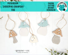 Load image into Gallery viewer, Mushroom Christmas Ornament File SVG, Glowforge, Gnome, LuckyHeartDesignsCo