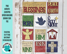 Load image into Gallery viewer, MINI Nativity Christmas Interchangeable Leaning Sign File SVG, Tiered Tray Glowforge, LuckyHeartDesignsCo