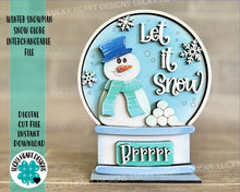 Load image into Gallery viewer, Winter Snowman Snow Globe Interchangeable File SVG, Glowforge, Tiered Tray LuckyHeartDesignsCo