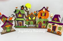 Load image into Gallery viewer, Spooky Halloween Standing Houses File SVG, Haunted, Glowforge, LuckyHeartDesignsCo