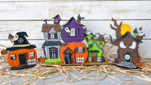 Load image into Gallery viewer, Spooky Halloween Standing Houses File SVG, Haunted, Glowforge, LuckyHeartDesignsCo