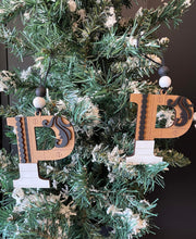 Load image into Gallery viewer, Vintage Rustic Initial Christmas Ornament File SVG, Glowforge, Wedding Gift Tag, Keychain Tag , LuckyHeartDesignsCo