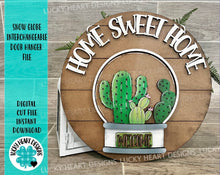 Load image into Gallery viewer, Snow Globe Interchangeable Door Hanger File SVG, Glowforge, Shiplap, Home Sweet Home Sign LuckyHeartDesignsCo