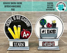 Load image into Gallery viewer, School Snow Globe Interchangeable File SVG, Glowforge Teacher Gift, Classroom, Tiered Tray LuckyHeartDesignsCo