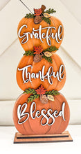 Load image into Gallery viewer, Grateful Thankful Blessed Stacking Pumpkins File SVG, Fall Glowforge, LuckyHeartDesignsCo