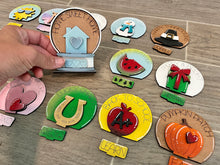 Load image into Gallery viewer, Standing Home Tiered Tray TINY Snow Globe Interchangeable File SVG, Glowforge, Seasonal Shapes, Holiday, Tiered Tray LuckyHeartDesignsCo