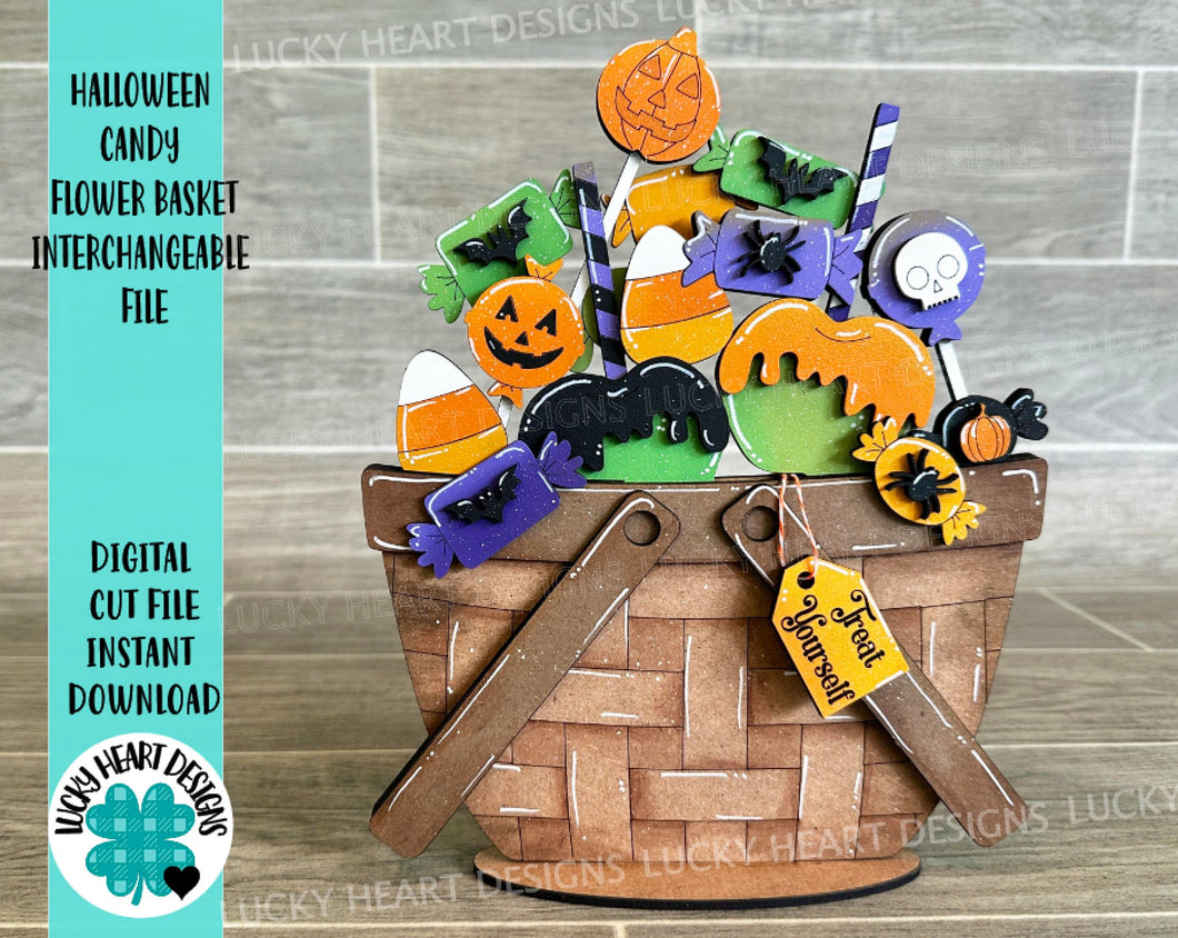 Halloween Candy For The Flower Basket Interchangeable File SVG, Fall Tiered Tray, Glowforge, LuckyHeartDesignsCo