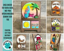 Load image into Gallery viewer, Easel Backer for Snow Globe and MINI Interchangeable Leaning Sign SVG, Glowforge, Sandwich board LuckyHeartDesignsCo