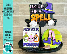 Load image into Gallery viewer, Witch Halloween Quick and Easy Tiered Tray File SVG, Glowforge Tier Tray, LuckyHeartDesignsCO
