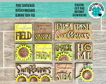 Load image into Gallery viewer, MINI Sunflower Interchangeable Leaning Sign File SVG, Fall Tiered Tray Glowforge, LuckyHeartDesignsCo