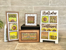 Load image into Gallery viewer, MINI Sunflower Interchangeable Leaning Sign File SVG, Fall Tiered Tray Glowforge, LuckyHeartDesignsCo