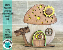 Load image into Gallery viewer, Gnome Mushroom Sunflower Interchangeable House File SVG, (add on) Fall Tiered Tray, Glowforge, LuckyHeartDesignsCo