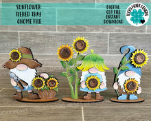 Load image into Gallery viewer, Sunflower Tiered Tray Gnome File SVG, Fall Summer Tiered Tray Holiday Decor, Glowforge, LuckyHeartDesignsCo