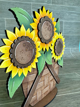 Load image into Gallery viewer, Sunflower Basket Standing File SVG, (NOT interchangeable) Flower, Floral, Summer, Fall Tiered Tray, Glowforge, LuckyHeartDesignsCo