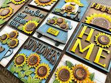Load image into Gallery viewer, Sunflower Basket Interchangeable Leaning Sign File SVG, Fall Summer, Gnome, Farmhouse Truck, Tiered Tray Glowforge, LuckyHeartDesignsCo