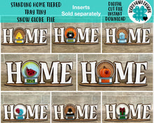 Load image into Gallery viewer, Standing Home Tiered Tray TINY Snow Globe Interchangeable File SVG, Glowforge, Seasonal Shapes, Holiday, Tiered Tray LuckyHeartDesignsCo