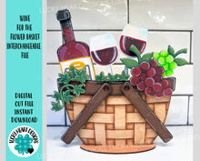Load image into Gallery viewer, Wine For The Flower Basket Interchangeable File SVG, Tiered Tray, Glowforge, LuckyHeartDesignsCo