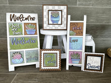 Load image into Gallery viewer, MINI Succulent Interchangeable Leaning Sign File SVG, Succas, Plants, Garden, Tiered Tray Glowforge, LuckyHeartDesignsCo