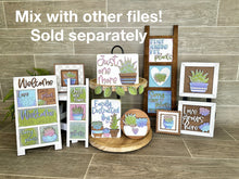 Load image into Gallery viewer, Succulent Garden Interchangeable Leaning Sign File SVG, Tiered Tray Glowforge, LuckyHeartDesignsCo