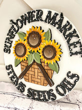 Load image into Gallery viewer, Sunflower Basket Door Hanger Sign File SVG, Glowforge, Fall Summer Door Hanger, LuckyHeartDesignsCo